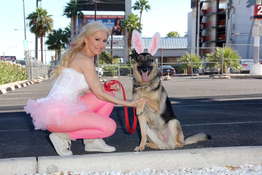 Ana Braga out on Halloween in a costume with her dog, Las Vegas, NV 10-31-15