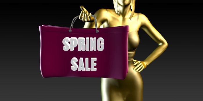 Spring Sale with a Lady Holding Shopping Bags