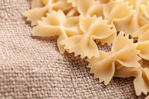 raw the pasta closeup on vintage background 