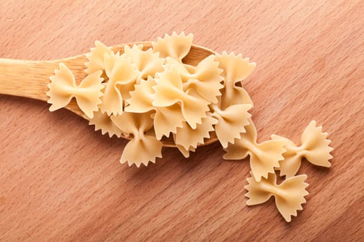raw the pasta closeup on wooden background 