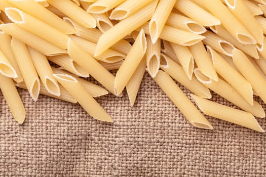 raw the pasta closeup on vintage background 