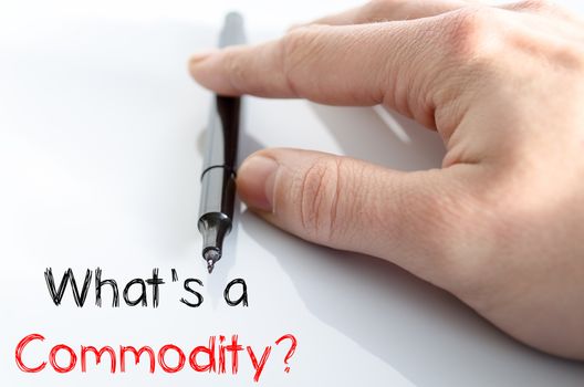 What's commodity text concept isolated over white background