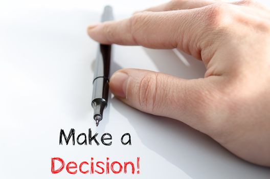 Make a decision text concept isolated over white background