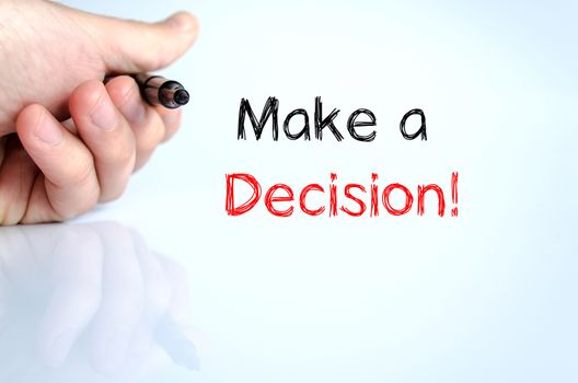 Make a decision text concept isolated over white background