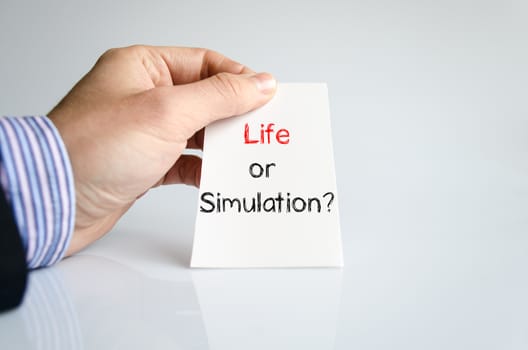Life or simulation text concept isolated over white background