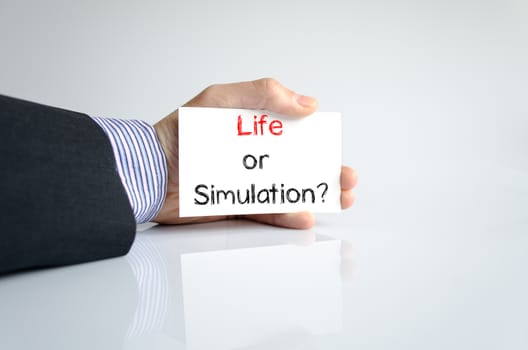 Life or simulation text concept isolated over white background