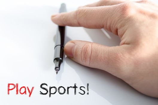 Play sports text concept isolated over white background