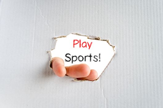 Play sports text concept isolated over white background