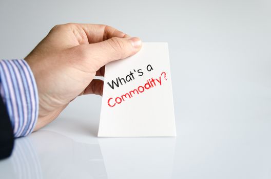 What's commodity text concept isolated over white background