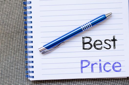 Best price text concept write on notebook
