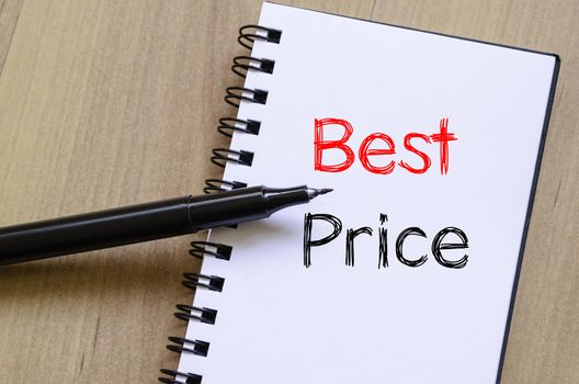 Best price text concept write on notebook