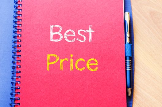 Best price text concept write on notebook