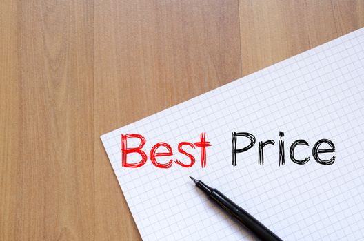 Best price text concept write on notebook
