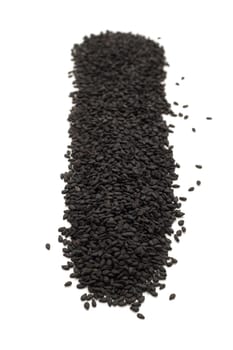 Row of Organic Black Sesame (Sesamum indicum) isolated on white background.