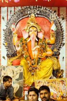 Hindu God Idol Ganesh during Ganpati Festival, 27 sep 2015, Kanpur, INDIA.