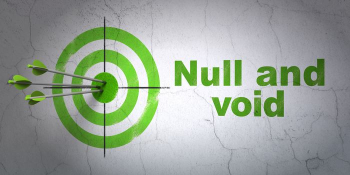 Success law concept: arrows hitting the center of target, Green Null And Void on wall background