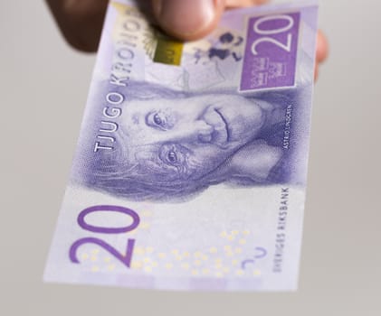 Swedish 20 kronor Note close up.Introduced in 2015.