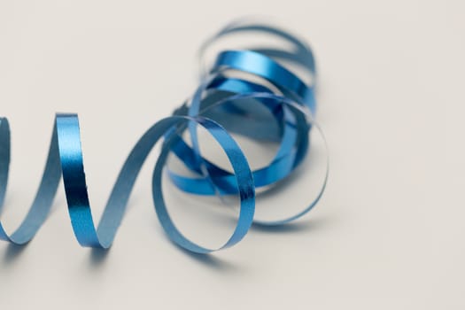 Blue Ribbon String on white background.