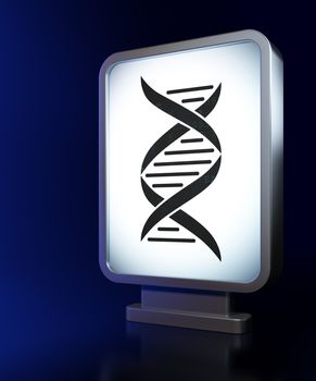 Science concept: DNA on advertising billboard background, 3d render