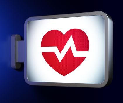 Healthcare concept: Heart on advertising billboard background, 3d render