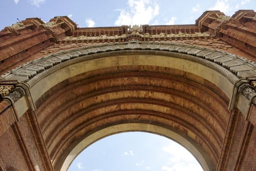 Closeup of Arc de Triomf in Barcelona