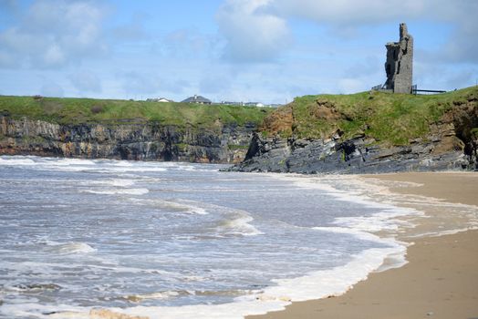 view of the castle beach and cliffs in Ballybunion county Kerry Ireland on the wild atlantic way