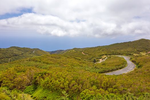 In the mountainous west of Madeira, Portugal - view towards the Atlantic, clouds on the sky