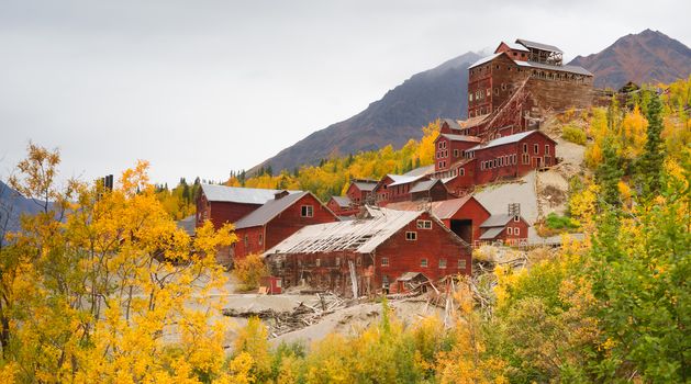 Fall comes to the high  mountains near McCarthy Alaska