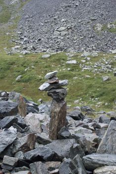 Hiking path for health and tourism in alpes  mountains  in summer