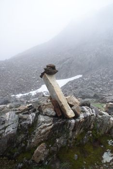 Hiking path for health and tourism in alpes  mountains  in summer