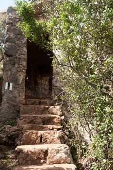 Spring hiking in israel near historic ruins