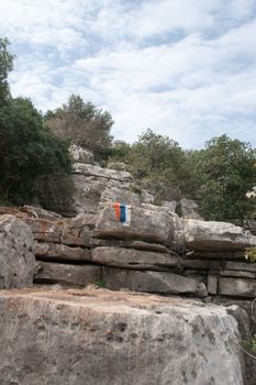 Hiking in Israeli nature landscape with good weather under cloudy sky