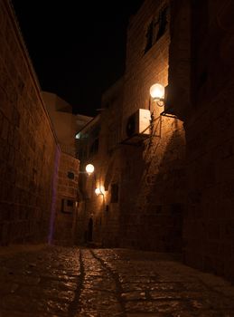 Romantic streets in Old Java night travel in Israel