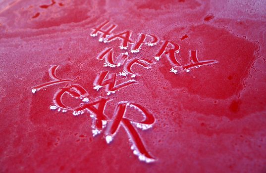picture of a Text on a red frost metal plate
