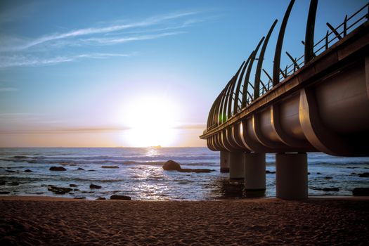 The Umhlanga Pier in durban South Africa In the Sunrise over Indian Ocean