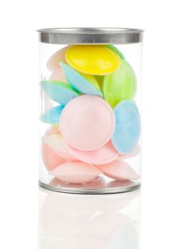 candy in bottle white background