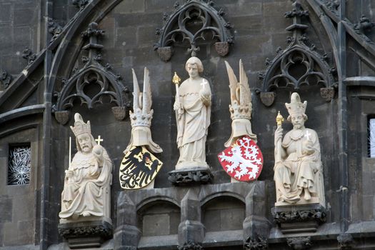 Royal figures on the Watchtower in the city of Prague