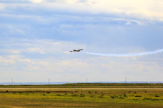 LETHBRIDGE CANADA - JUN 25, 2015: Royal Canadian Air Force CF-18 Hornet tactical fighter aircraft displaying flight agility at the Wing Over Lethbridge  Airshow