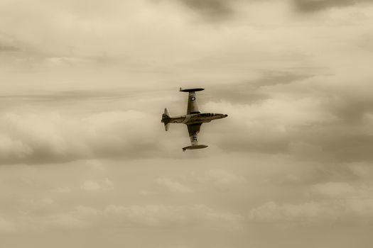 LETHBRIDGE CANADA - JUN 25, 2015: Royal Canadian Air Force CF-18 Hornet tactical fighter aircraft displaying flight agility at the Wing Over Lethbridge  Airshow