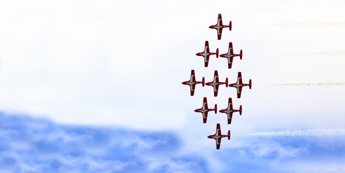 LETHBRIDGE CANADA - JUN 25, 2015: Royal Canadian Air Force CF-18 Hornet tactical fighter aircraft displaying flight agility at the Wing Over Lethbridge  Airshow