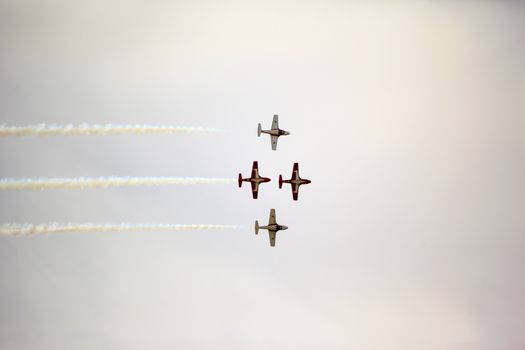 LETHBRIDGE CANADA - JUN 25, 2015: Royal Canadian Air Force CF-18 Hornet tactical fighter aircraft displaying flight agility at the Wing Over Lethbridge  Airshow