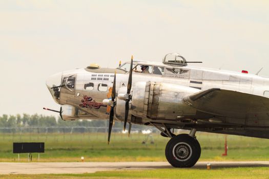 LETHBRIDGE CANADA 25 JUN 2015: International Air Show and Open House for Canadian, USA and British current and historical military and civilian aircrafts. There were also numerous flights as well.