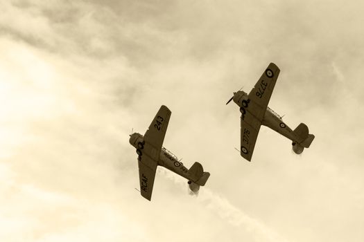 LETHBRIDGE CANADA 25 JUN 2015: International Air Show and Open House for Canadian, USA and British current and historical military and civilian aircrafts. There were also numerous flights as well.