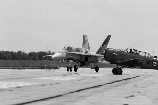 LETHBRIDGE CANADA 25 JUN 2015: International Air Show and Open House for Canadian, USA and British current and historical military and civilian aircrafts. There were also numerous flights as well.