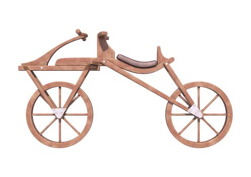 3D digital render of an old fashioned bicycle isolated on white background