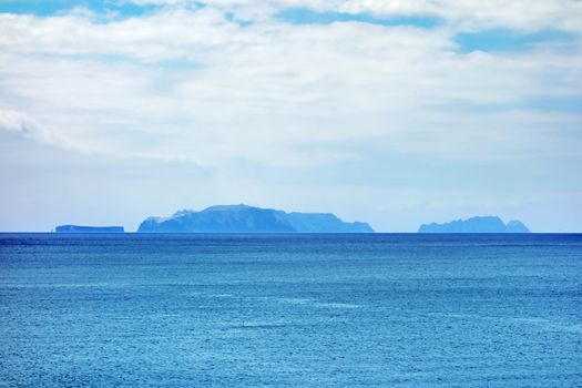 Islands (Ilhas Desertas) in the east of Madeira, from left to right named Chao, Deserta Grande, and Bugio - view from town Canical