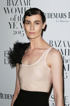 UNITED KINGDOM, London: Erin O'Connor poses during the Harper's Bazaar Women of the Year Awards at Claridge's, in London, on November 3, 2015.
