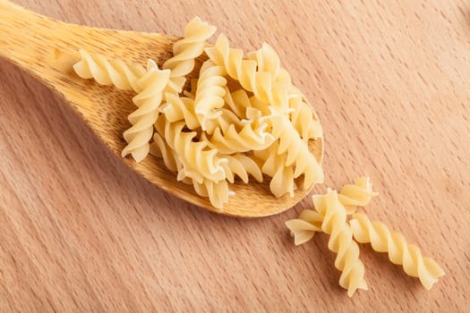 raw the pasta closeup on wooden background 