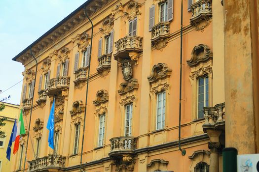 Pavia,Italy,25 october 2015.Facade of a palace in the Rococo style