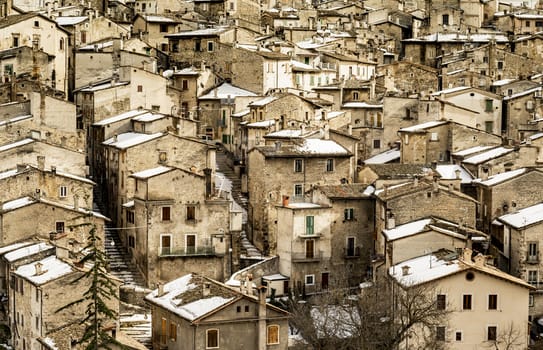 the view of the old village Scanno in Abruzzi region, Italy